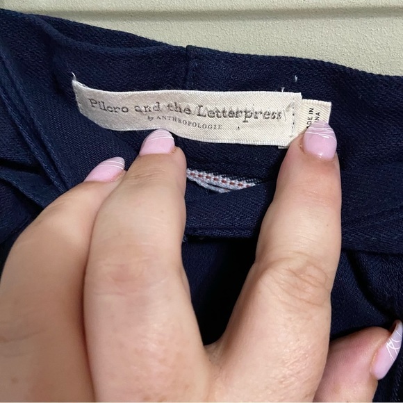 ANTHROPOLOGIE SZ 6 Pilcro Mina Navy A Line Skirt Utility Cargo Pockets Buckle - Picture 6 of 9